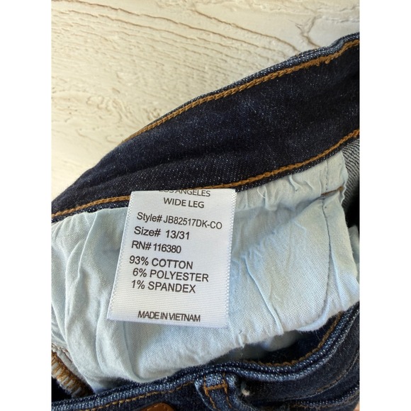 Judy Blue Wide Leg High Rise Dark Wash Raw Hem Jeans Women's Size 13/31 - Picture 4 of 5